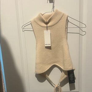 Andrea Iyamah Cream Crop Top